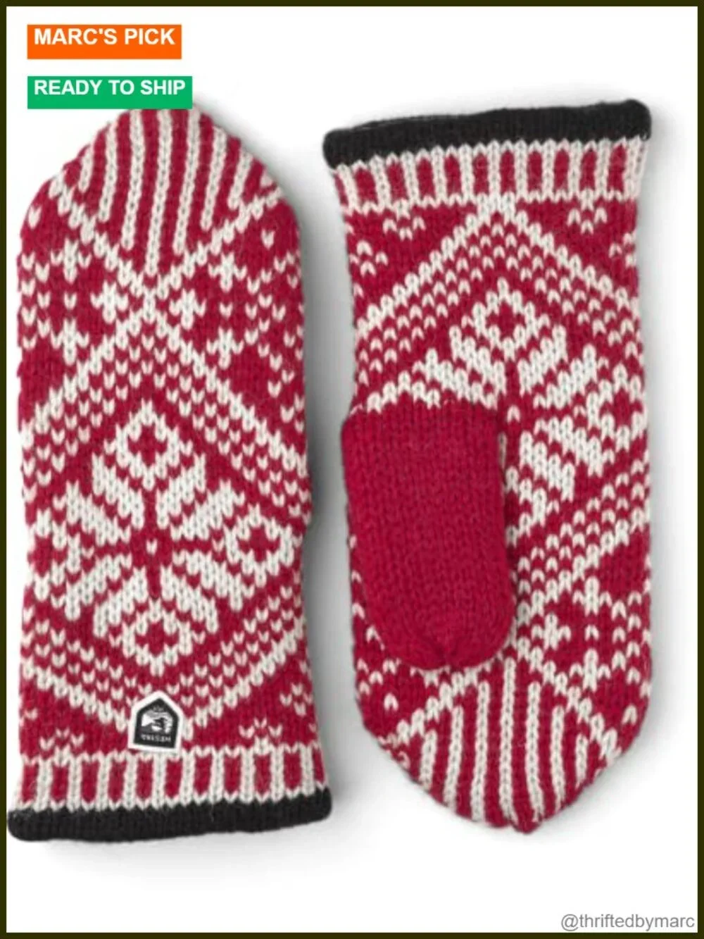 Unisex Nordic Wool Knitted Mittens with Shield Logo - Cold Weather